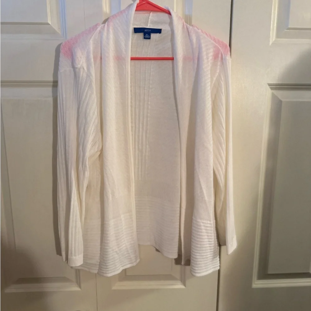 Apt. 9 White and Pink Women's Cardigan - Picture 1 of 3